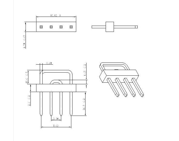 2.54mm Pin Header Single Row U Type 4P